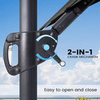 11FT Crestlive Products 2-Tier Top Outdoor Patio Cantilever Umbrella With Solar Light Strips Offset 360 Rotation Wheel Base 350lbs Max