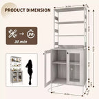 67 Tall Coffee Bar Cabinet with Music-Sync RGB LED Lights & Power Outlet - Kitchen Baker's Rack with Glass Doors & Adjustable Shelves