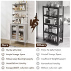 67 Tall Coffee Bar Cabinet with Music-Sync RGB LED Lights & Power Outlet - Kitchen Baker's Rack with Glass Doors & Adjustable Shelves