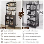 67 Tall Coffee Bar Cabinet with Music-Sync RGB LED Lights & Power Outlet - Kitchen Baker's Rack with Glass Doors & Adjustable Shelves