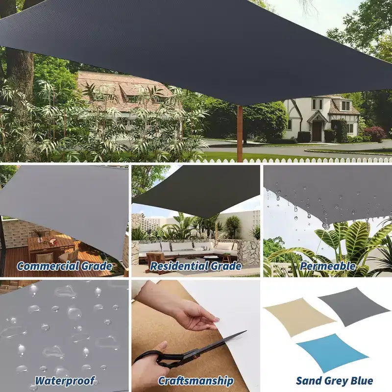 10x13 ft Rectangle Sun Shade Sail, UV Block Shade Cloth Canopy, Outdoor Sunshade for Patio, Backyard, Deck, Garden, Yard & Facilities