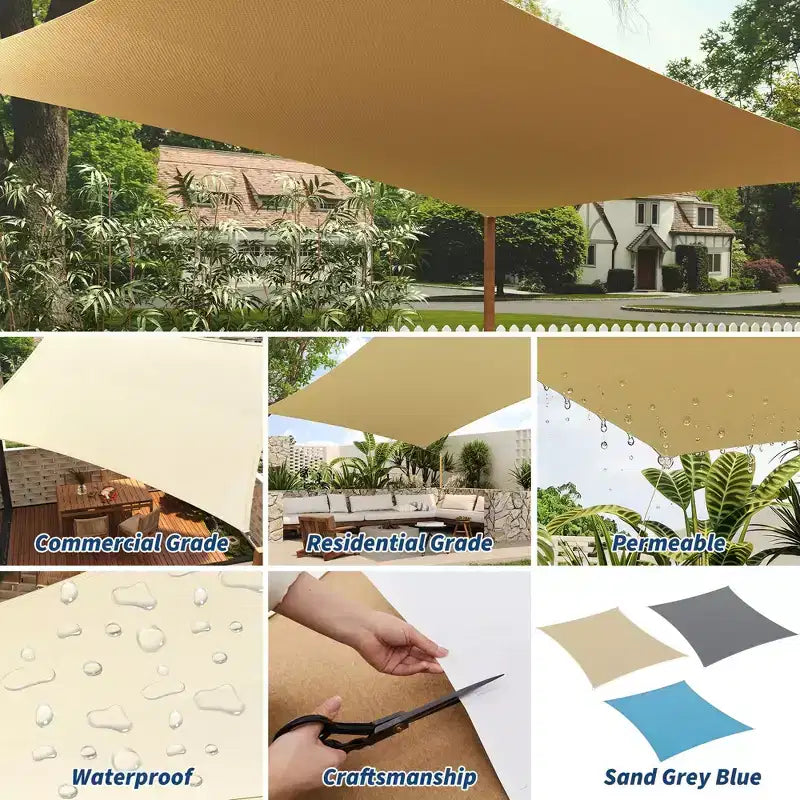 10x13 ft Rectangle Sun Shade Sail, UV Block Shade Cloth Canopy, Outdoor Sunshade for Patio, Backyard, Deck, Garden, Yard & Facilities