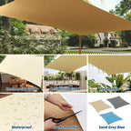 10x13 ft Rectangle Sun Shade Sail, UV Block Shade Cloth Canopy, Outdoor Sunshade for Patio, Backyard, Deck, Garden, Yard & Facilities