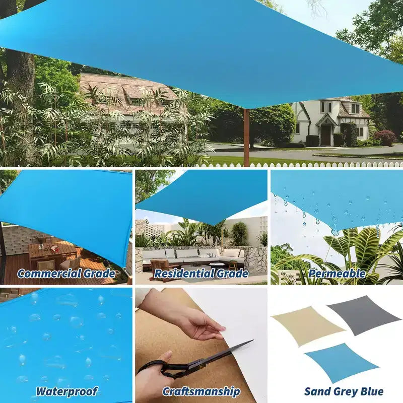 10x13 ft Rectangle Sun Shade Sail, UV Block Shade Cloth Canopy, Outdoor Sunshade for Patio, Backyard, Deck, Garden, Yard & Facilities