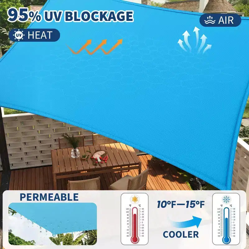 10x13 ft Rectangle Sun Shade Sail, UV Block Shade Cloth Canopy, Outdoor Sunshade for Patio, Backyard, Deck, Garden, Yard & Facilities