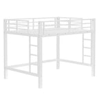 Bellemave Full Metal Loft Bed with Dual Ladders on Both Sides, Space-Saving Loft Bed Frame with Guardrails, Easy Assembly, White