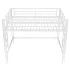 Bellemave Full Metal Loft Bed with Dual Ladders on Both Sides, Space-Saving Loft Bed Frame with Guardrails, Easy Assembly, White