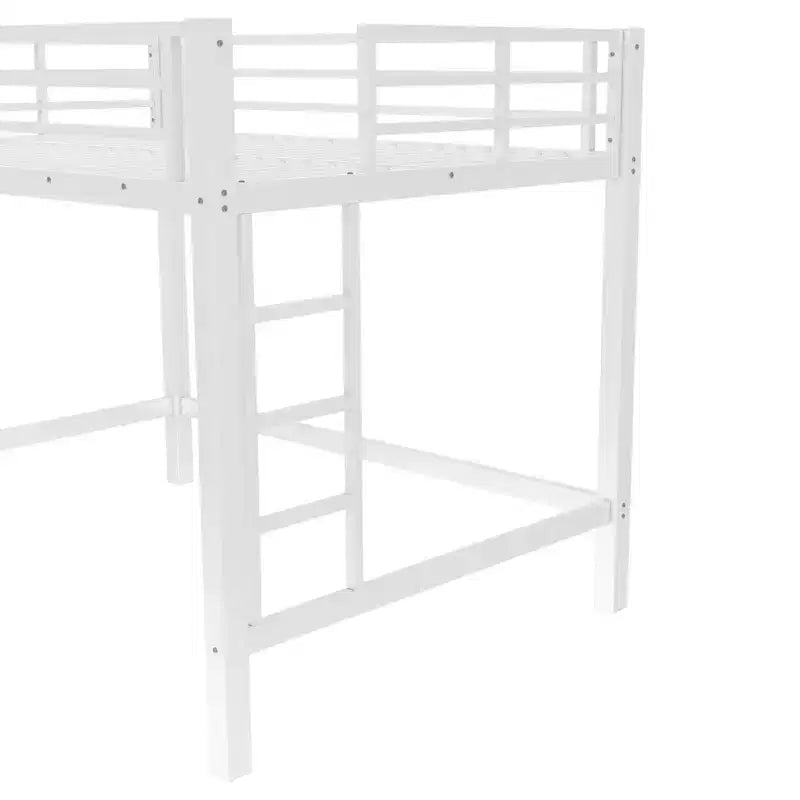 Bellemave Full Metal Loft Bed with Dual Ladders on Both Sides, Space-Saving Loft Bed Frame with Guardrails, Easy Assembly, White