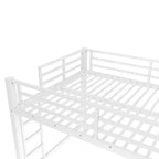 Bellemave Full Metal Loft Bed with Dual Ladders on Both Sides, Space-Saving Loft Bed Frame with Guardrails, Easy Assembly, White