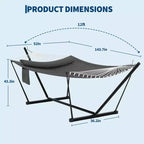 2 Person Double Hammock with Stand and Pillow - 450 Lbs Capacity Heavy Duty Hammock with Balance Rope, Large Outdoor Hammock for Backyard Poolside