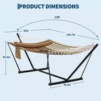 2 Person Double Hammock with Stand and Pillow - 450 Lbs Capacity Heavy Duty Hammock with Balance Rope, Large Outdoor Hammock for Backyard Poolside
