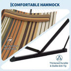 2 Person Double Hammock with Stand and Pillow - 450 Lbs Capacity Heavy Duty Hammock with Balance Rope, Large Outdoor Hammock for Backyard Poolside