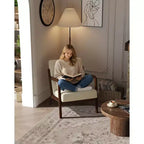 Mid-Century Chenille Accent Chair, Cozy Reading Chair, Modern Lounge Armchair with Lumbar Pillow, Solid Wood Frame, for Living Room, Bedroom, Office