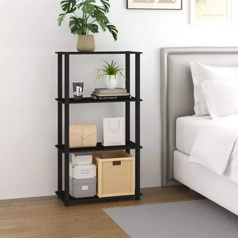 HOMLUX 4-Tier Multipurpose Storage Shelf, Open Bookcase with Durable Frame for Home