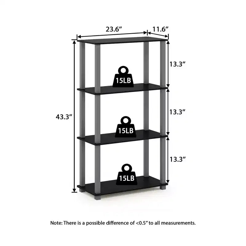 HOMLUX 4-Tier Multipurpose Storage Shelf, Open Bookcase with Durable Frame for Home