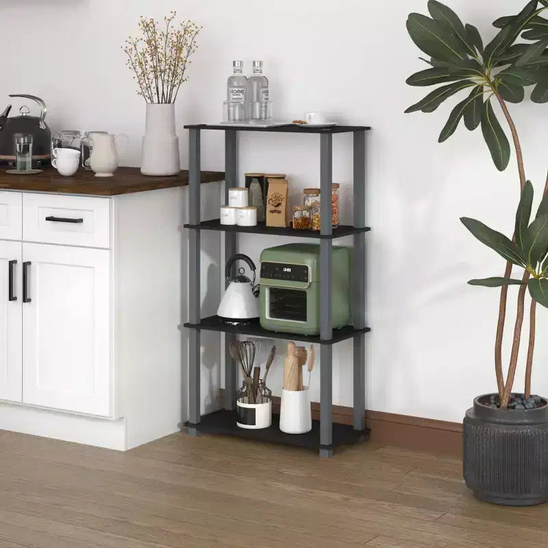 HOMLUX 4-Tier Multipurpose Storage Shelf, Open Bookcase with Durable Frame for Home