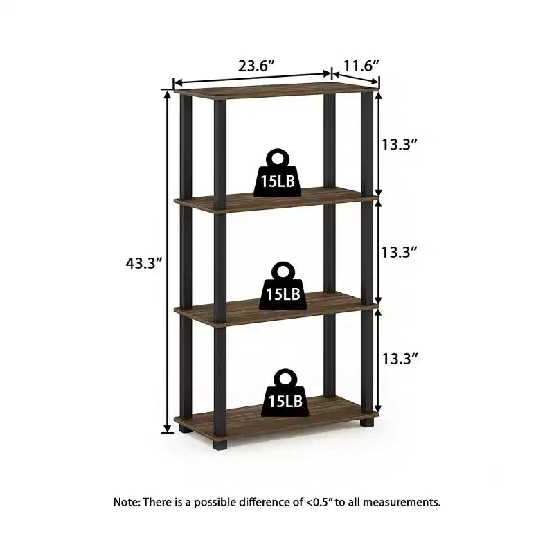HOMLUX 4-Tier Multipurpose Storage Shelf, Open Bookcase with Durable Frame for Home