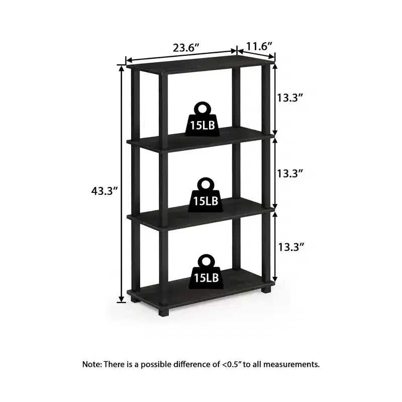 HOMLUX 4-Tier Multipurpose Storage Shelf, Open Bookcase with Durable Frame for Home