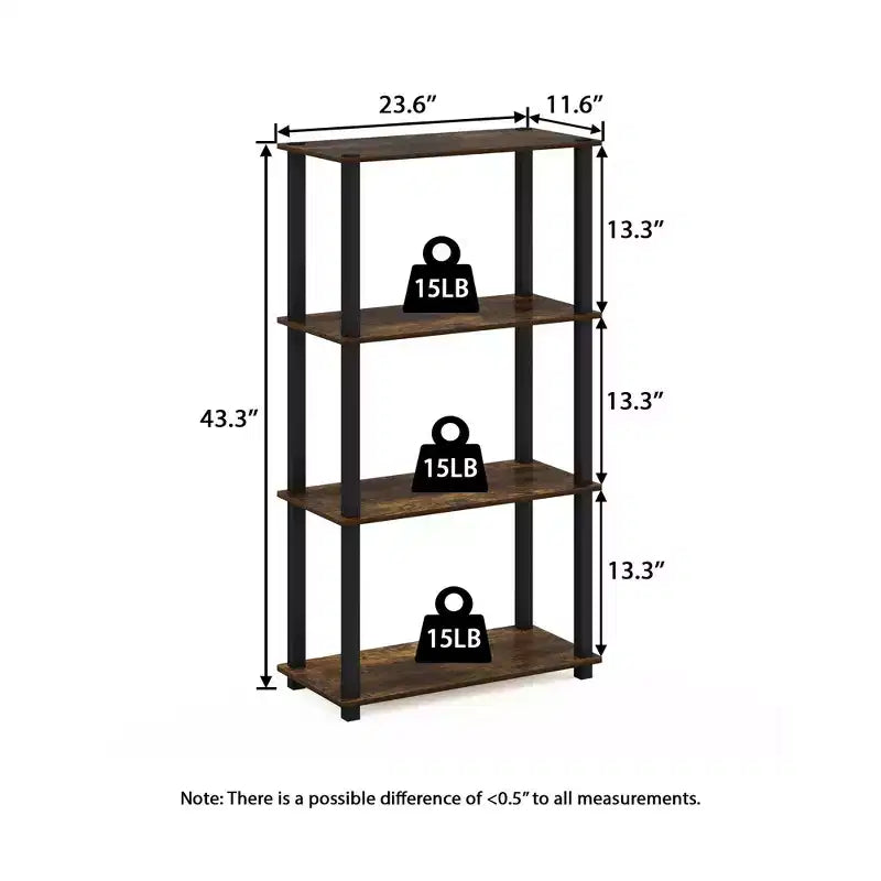 HOMLUX 4-Tier Multipurpose Storage Shelf, Open Bookcase with Durable Frame for Home