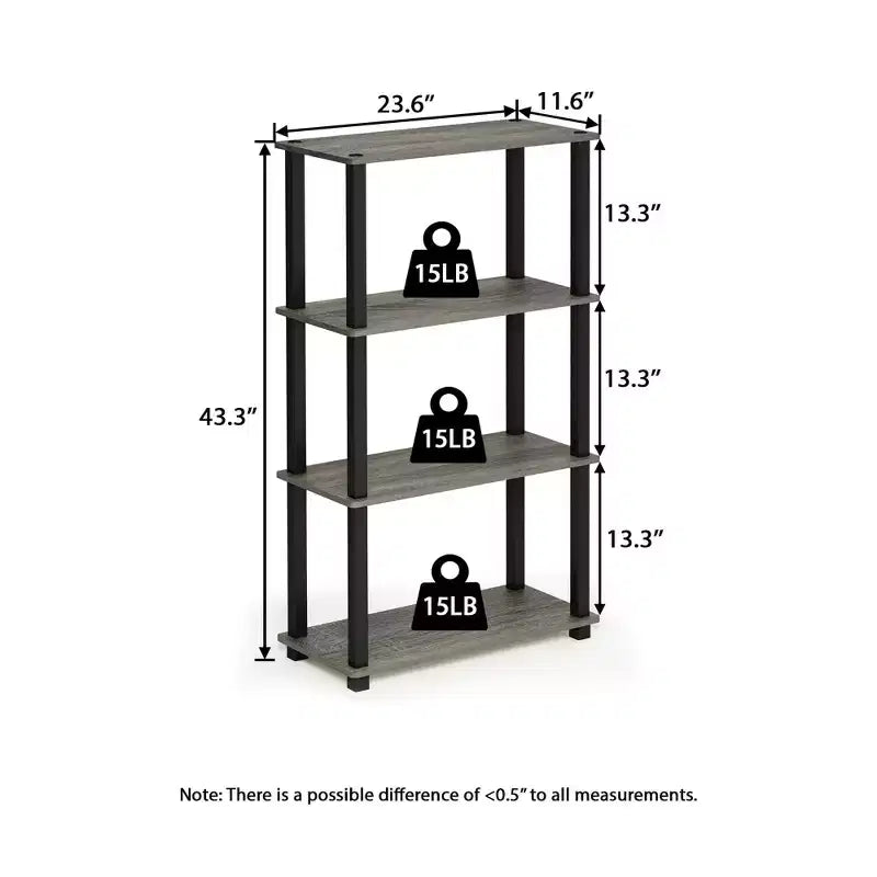HOMLUX 4-Tier Multipurpose Storage Shelf, Open Bookcase with Durable Frame for Home