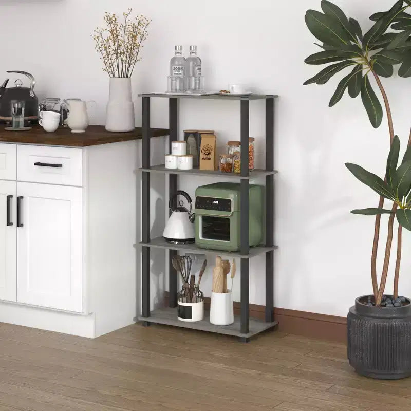HOMLUX 4-Tier Multipurpose Storage Shelf, Open Bookcase with Durable Frame for Home