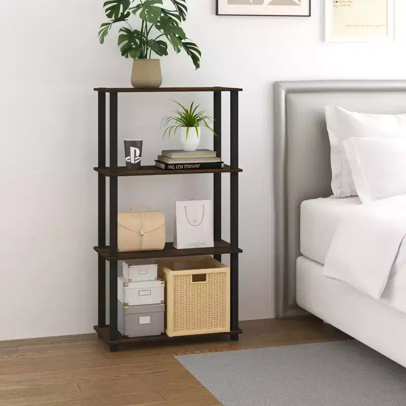 HOMLUX 4-Tier Multipurpose Storage Shelf, Open Bookcase with Durable Frame for Home