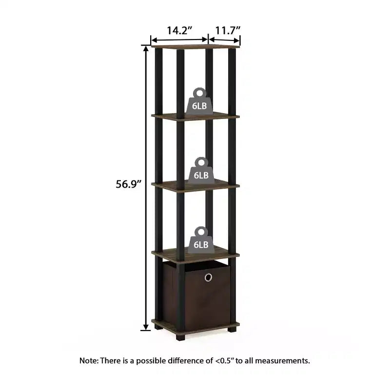 HOMLUX 5-Tier Multipurpose Storage Shelf with Fabric Bin, Multi-Level Organization