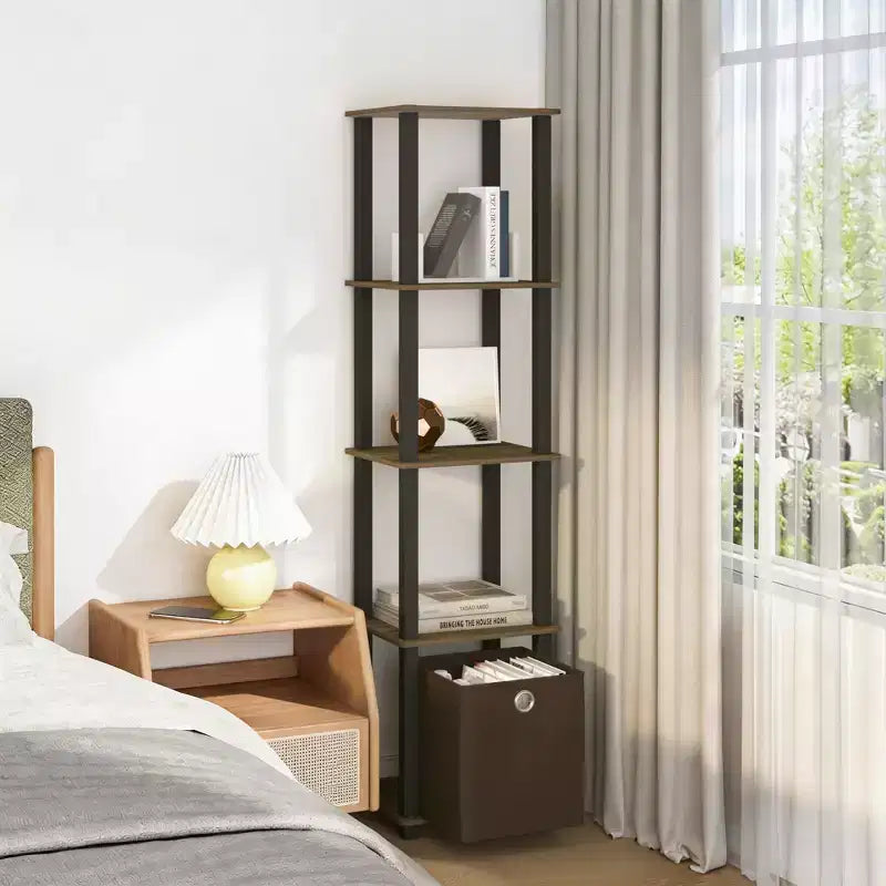 HOMLUX 5-Tier Multipurpose Storage Shelf with Fabric Bin, Multi-Level Organization