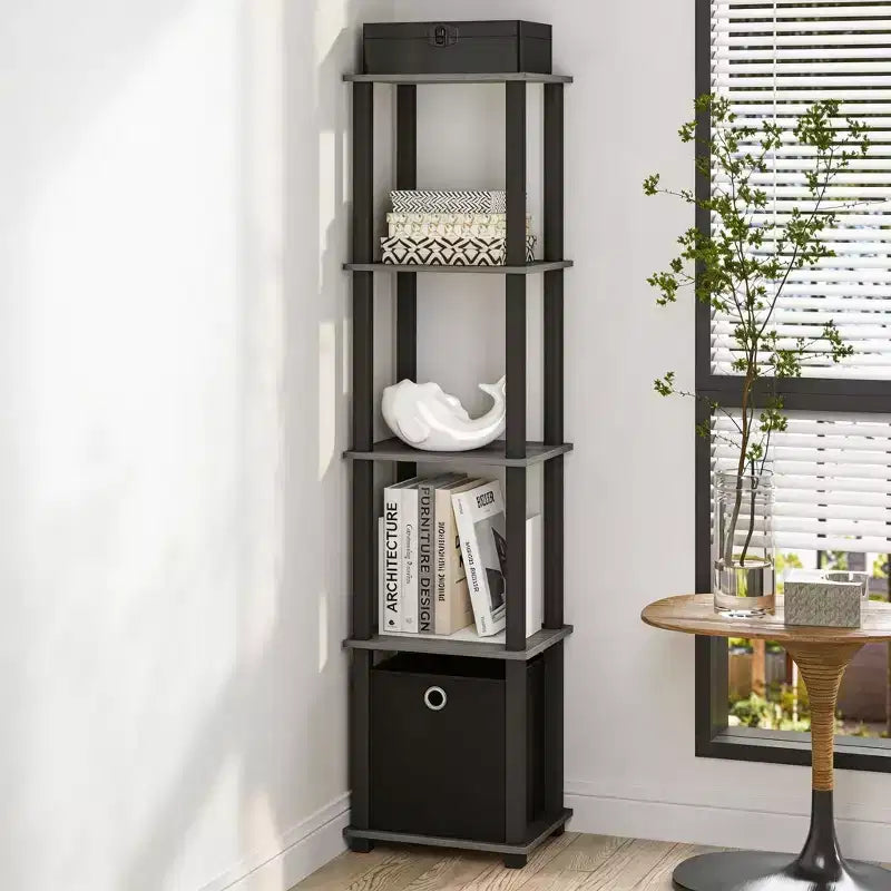 HOMLUX 5-Tier Multipurpose Storage Shelf with Fabric Bin, Multi-Level Organization