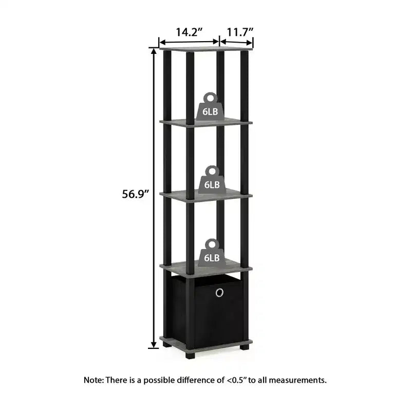 HOMLUX 5-Tier Multipurpose Storage Shelf with Fabric Bin, Multi-Level Organization
