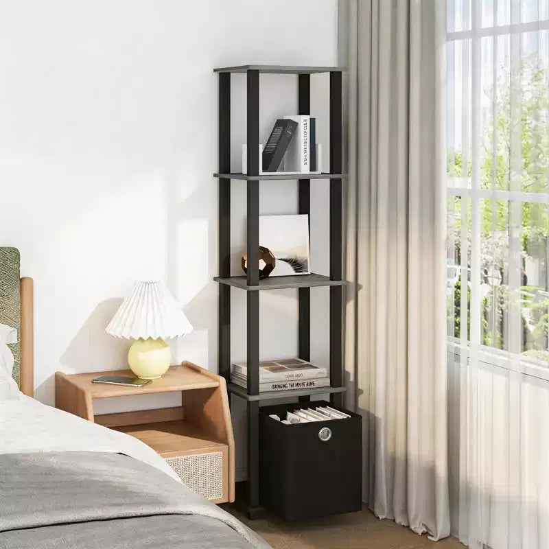 HOMLUX 5-Tier Multipurpose Storage Shelf with Fabric Bin, Multi-Level Organization