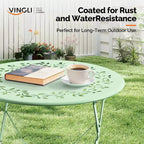 VINGLI Outdoor Folding Bistro Table and Chairs Set of 2, 3-Piece Bistro Set with Olive Leaf Cutout Design and Comfortable Cushions