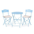 VINGLI Outdoor Folding Bistro Table and Chairs Set of 2, 3-Piece Bistro Set with Olive Leaf Cutout Design and Comfortable Cushions