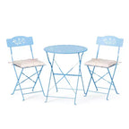 VINGLI Outdoor Folding Bistro Table and Chairs Set of 2, 3-Piece Bistro Set with Olive Leaf Cutout Design and Comfortable Cushions