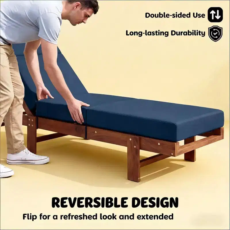 NAYSAYE Outdoor Lounge Chair Cushion Soft Chaise Cushion Non Slip Ties Reversible Patio Pool Sun Tanning Cushion, 72*20.9*3.9