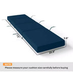 NAYSAYE Outdoor Lounge Chair Cushion Soft Chaise Cushion Non Slip Ties Reversible Patio Pool Sun Tanning Cushion, 72*20.9*3.9
