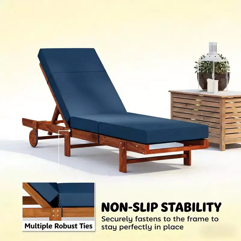 NAYSAYE Outdoor Lounge Chair Cushion Soft Chaise Cushion Non Slip Ties Reversible Patio Pool Sun Tanning Cushion, 72*20.9*3.9