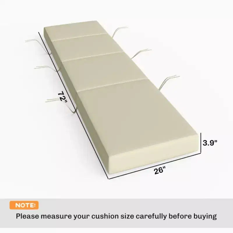 NAYSAYE Outdoor Lounge Chair Cushion Soft Chaise Cushion Non Slip Ties Reversible Patio Pool Sun Tanning Cushion, 72*20.9*3.9