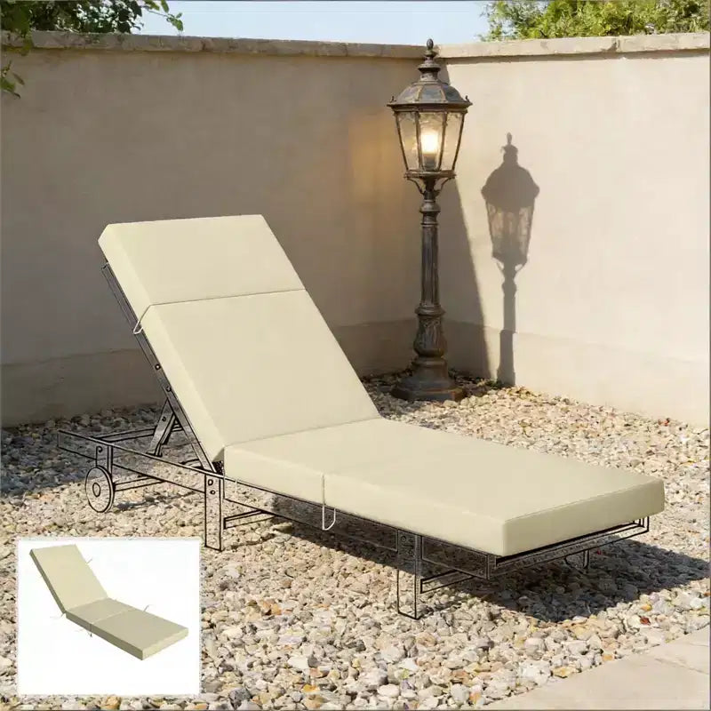 NAYSAYE Outdoor Lounge Chair Cushion Soft Chaise Cushion Non Slip Ties Reversible Patio Pool Sun Tanning Cushion, 72*20.9*3.9