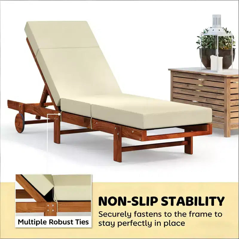 NAYSAYE Outdoor Lounge Chair Cushion Soft Chaise Cushion Non Slip Ties Reversible Patio Pool Sun Tanning Cushion, 72*20.9*3.9