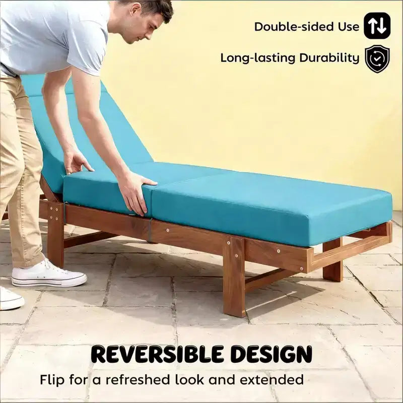 NAYSAYE Outdoor Lounge Chair Cushion Soft Chaise Cushion Non Slip Ties Reversible Patio Pool Sun Tanning Cushion, 72*20.9*3.9