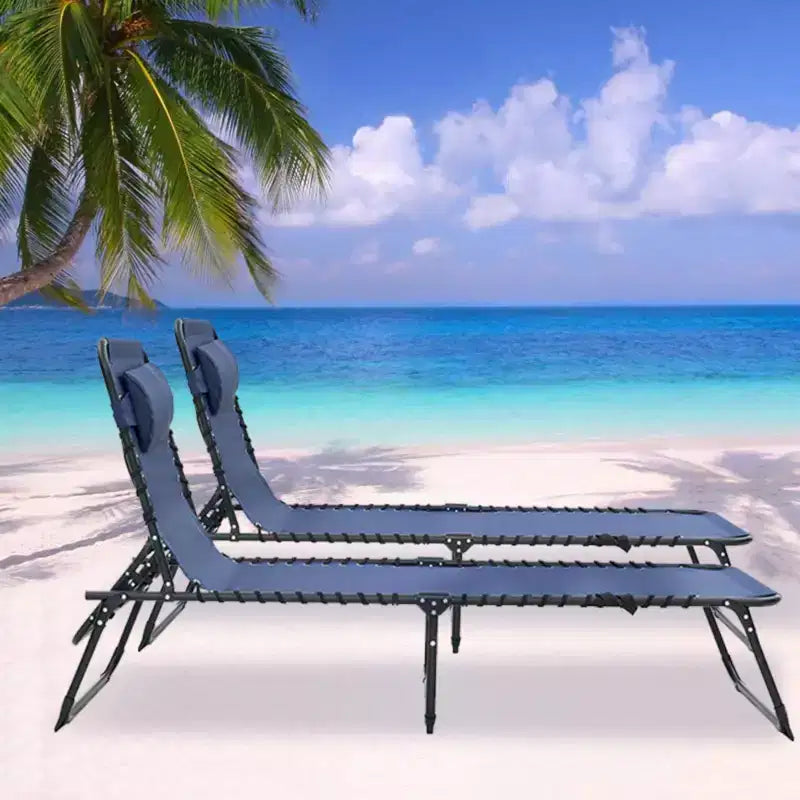 NAYSAYE Folding Chaise Lounge Chair 2 Pack Adjustable Reclining Patio Pool Sun Tanning Chair Breathable Mesh for Beach Backyard