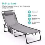 NAYSAYE Folding Chaise Lounge Chair 2 Pack Adjustable Reclining Patio Pool Sun Tanning Chair Breathable Mesh for Beach Backyard