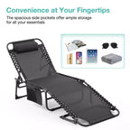 NAYSAYE Folding Chaise Lounge Chair 2 Pack Adjustable Reclining Patio Pool Sun Tanning Chair Breathable Mesh for Beach Backyard