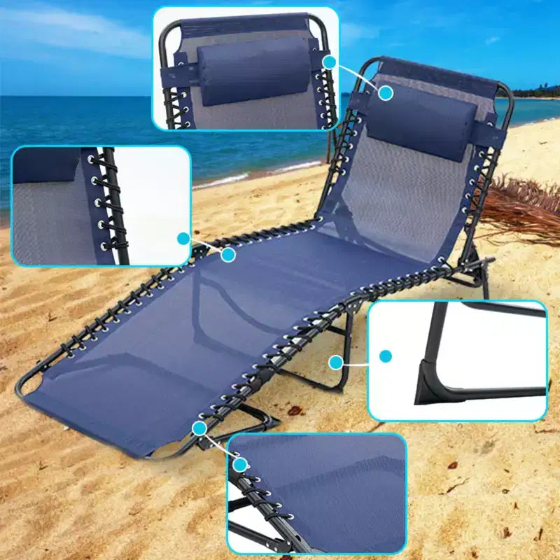 NAYSAYE Folding Chaise Lounge Chair 2 Pack Adjustable Reclining Patio Pool Sun Tanning Chair Breathable Mesh for Beach Backyard