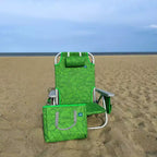 Bliss Hammocks Folding Beach Chair Recliner with Detachable Cooler