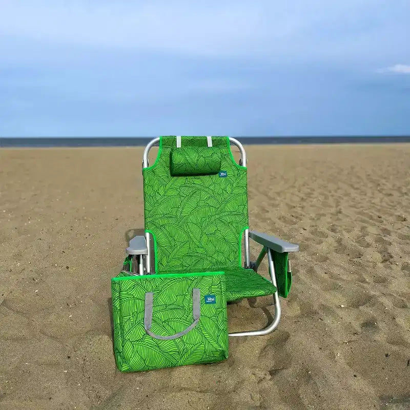Bliss Hammocks Folding Beach Chair Recliner with Detachable Cooler