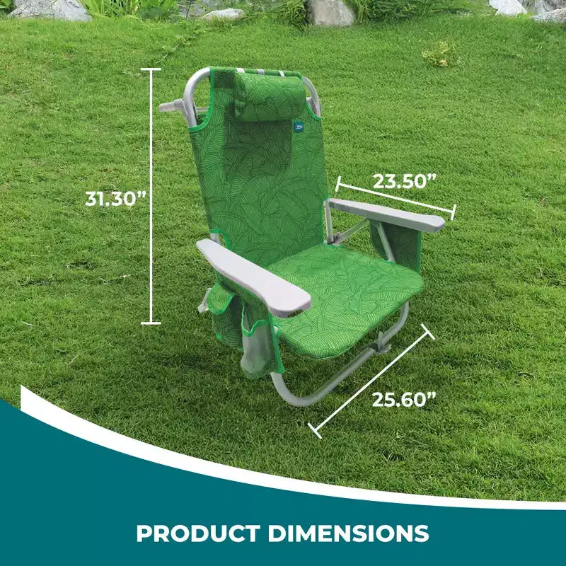 Bliss Hammocks Folding Beach Chair Recliner with Detachable Cooler