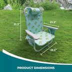 Bliss Hammocks Folding Beach Chair Recliner with Detachable Cooler