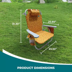 Bliss Hammocks Folding Beach Chair Recliner with Detachable Cooler